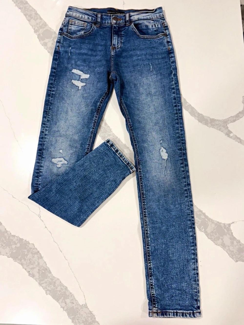 GUESS Boys Slim Fit Blue Medium Wash Denim Jeans Size 14 Cotton/Spandex